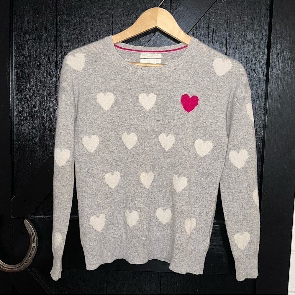 Christian Siriano 100% 2-Ply Cashmere Super Cute Heart Print Knit Sweater XS